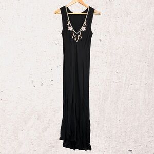 Carol Anderson Elegant Black Ruched Scoop Neck Maxi Dress